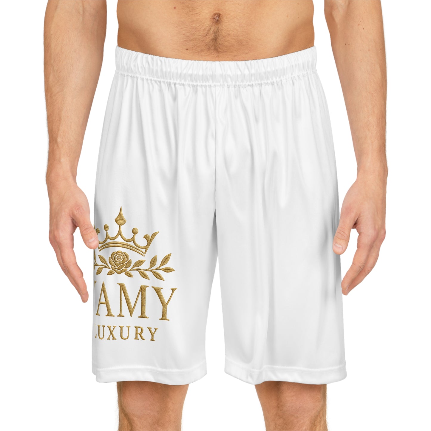 Luxury Basketball Shorts with Gold YAMY Design - Comfort & Style for Athletes