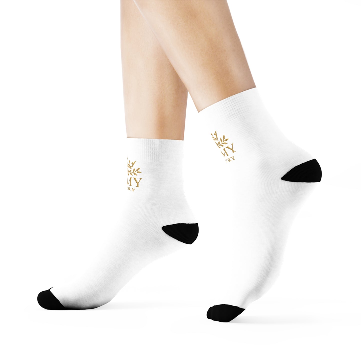 Luxury Vaman Crew Socks - Elegant White with Black Accents
